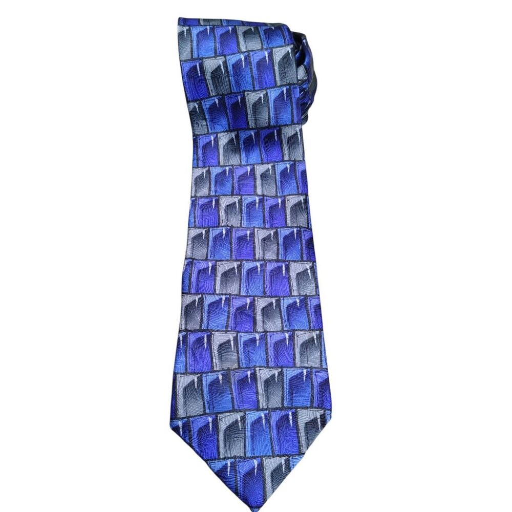 J. Garcia Floating Planes Silk Tie Blue Gray Abstract Collectors Series Necktie